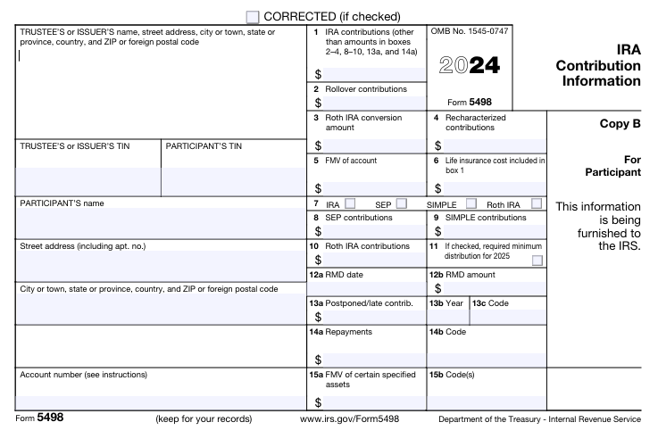 IRS Form 5498 Instructions for 2024