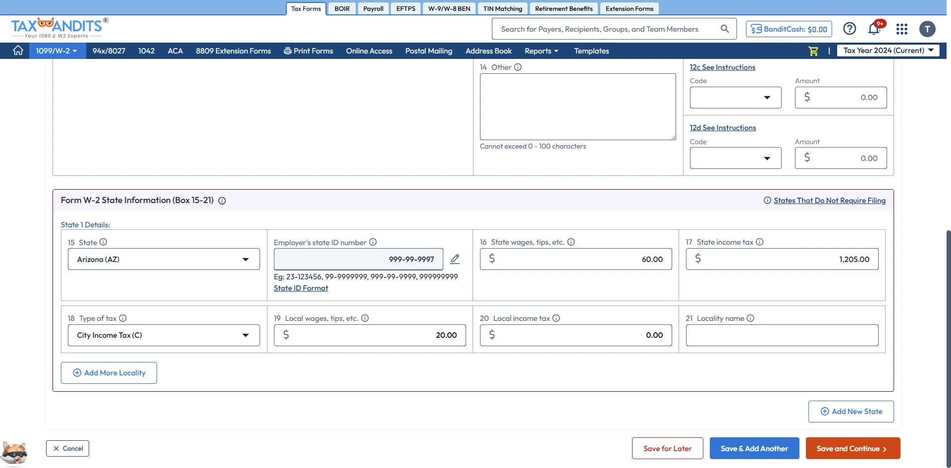 Complete the W-2 Form