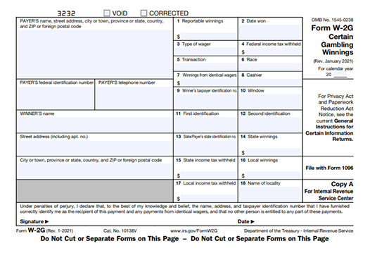 Form W-2G For 2023