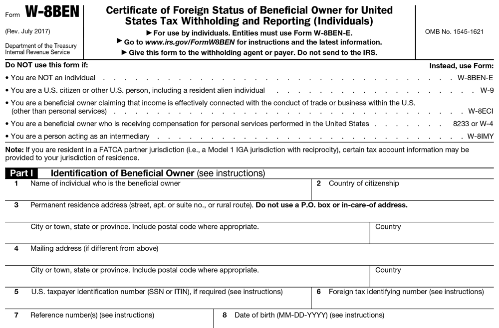 2020 Irs Form W8ben Online Fill Out And Download The W 8ben Form