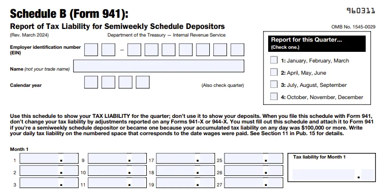 Form 941 Schedule B