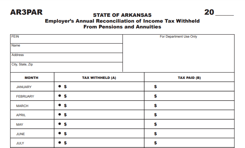 Arkansas Employer’s Annual Reconciliation Form AR3PAR