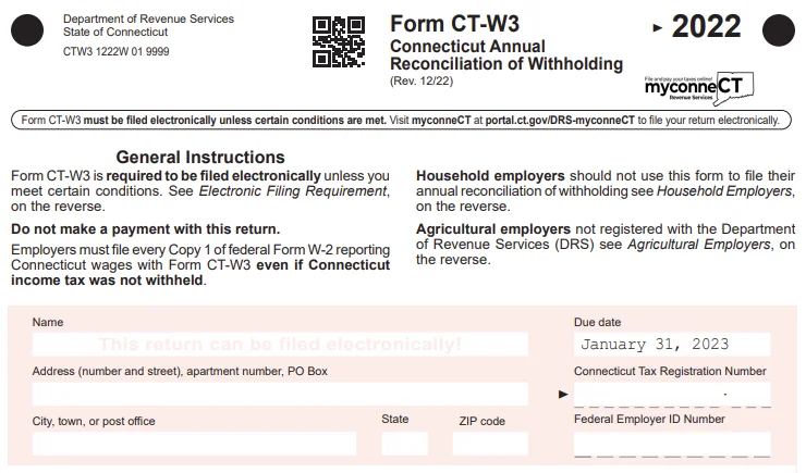 Connecticut Annual Reconciliation Form A-3