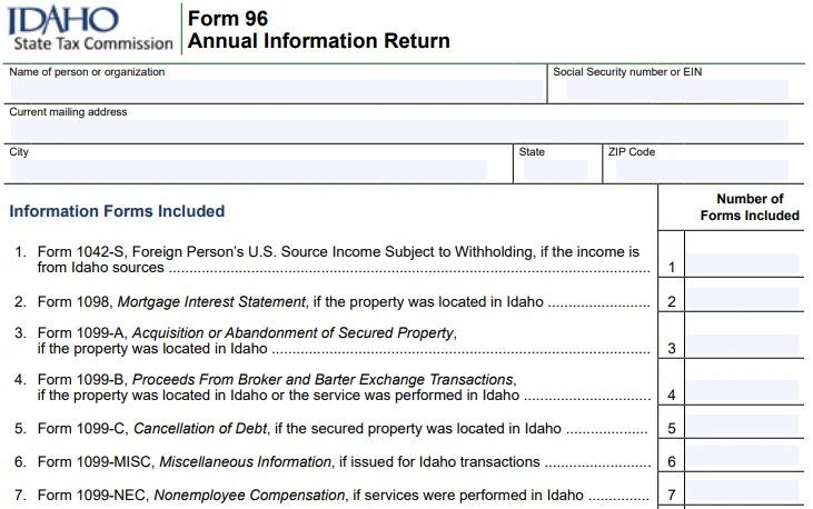 Idaho Annual Information Return - Form 967