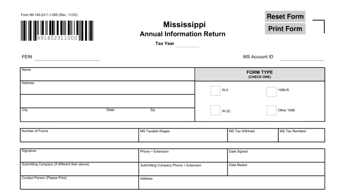 Mississippi Annual Reconciliation Form A-3