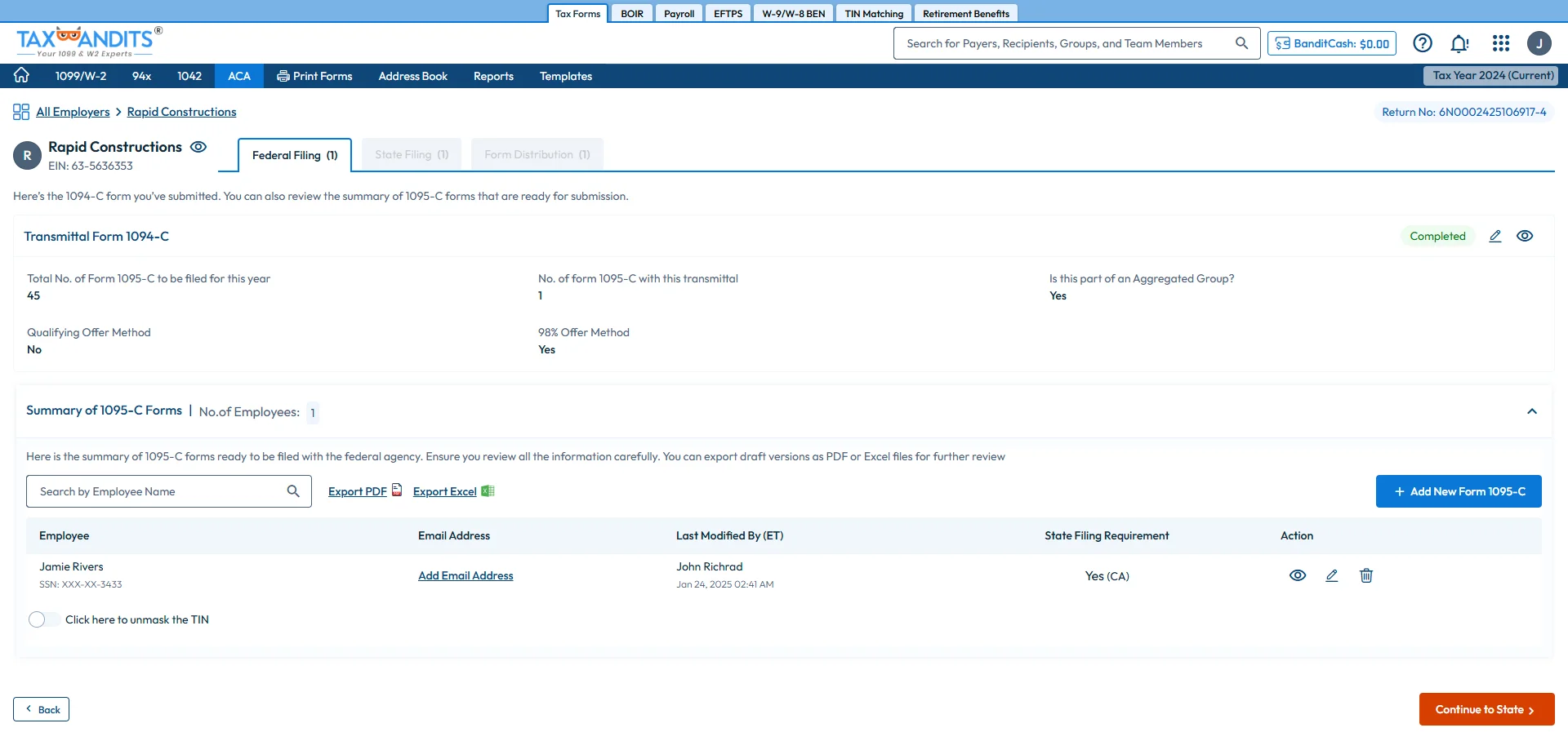 Federal Filing Summary