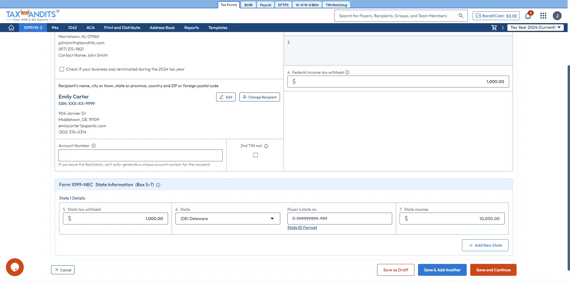 Enter Form 1099 Details