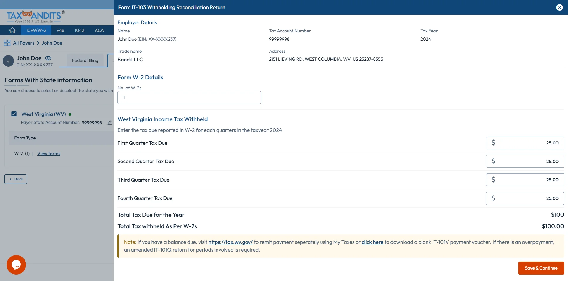 Complete Form WV/IT-103 Information