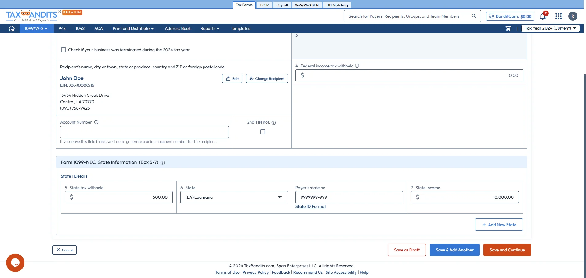 Enter Form 1099 Details