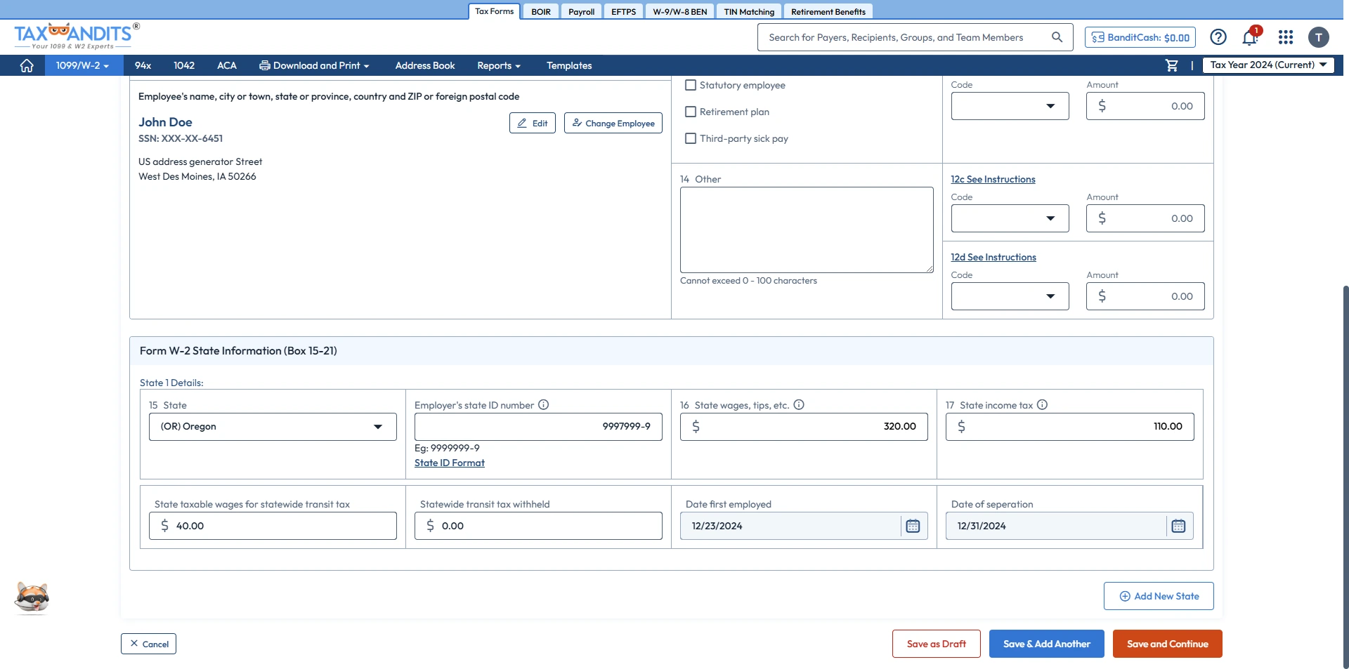 Enter Form 1099 Details