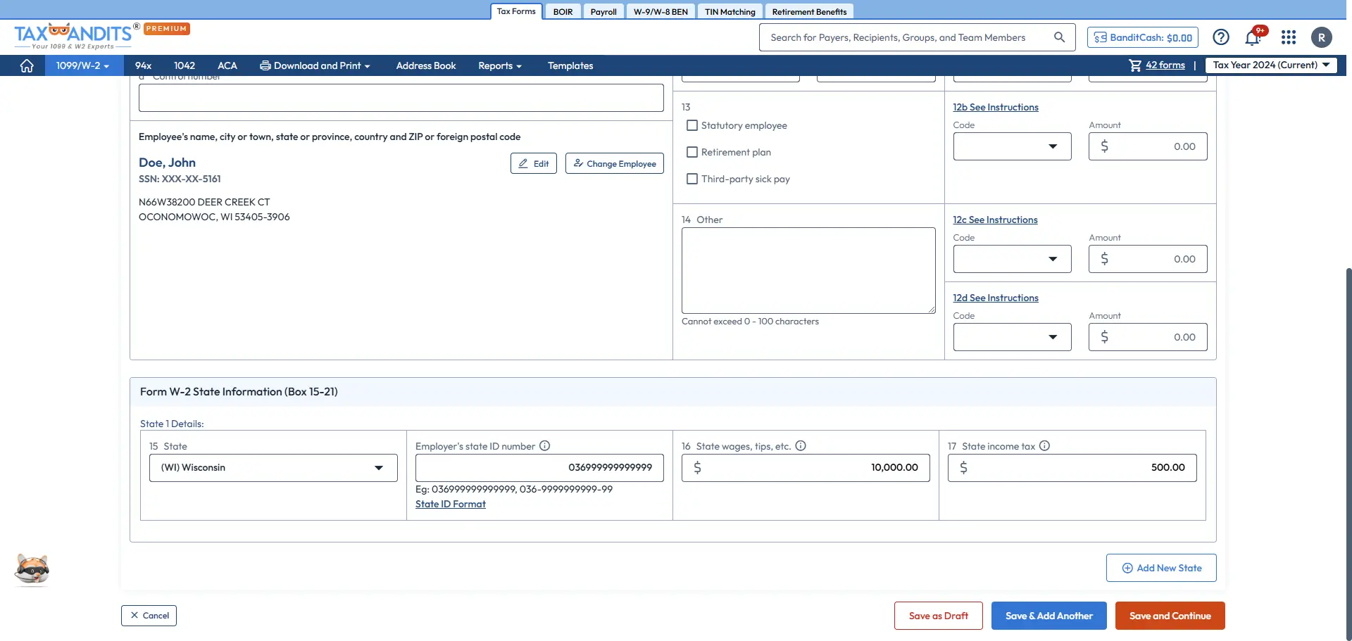 Enter Form 1099 Details