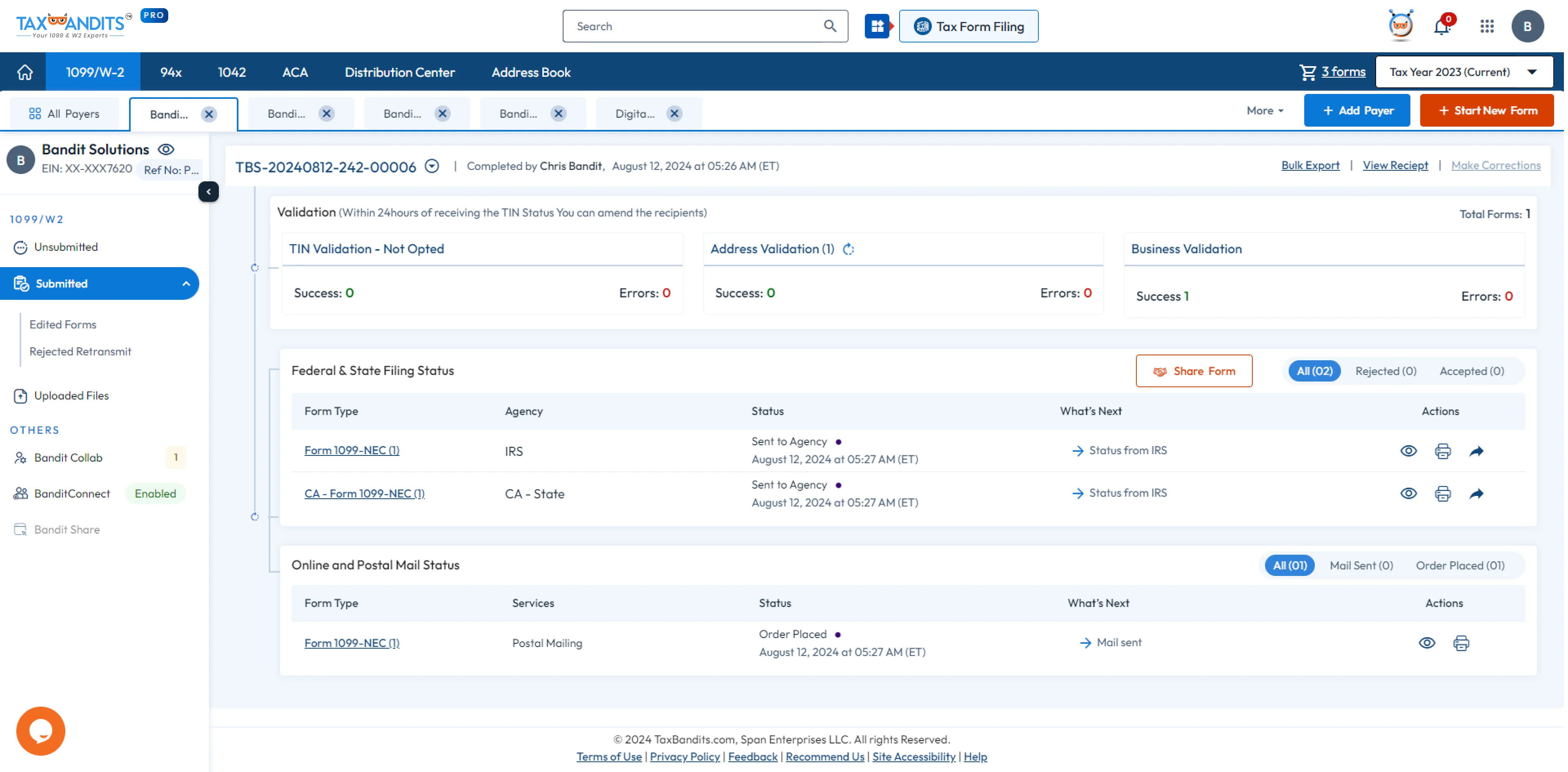  1099/W-2 Individual Payer Dashboard