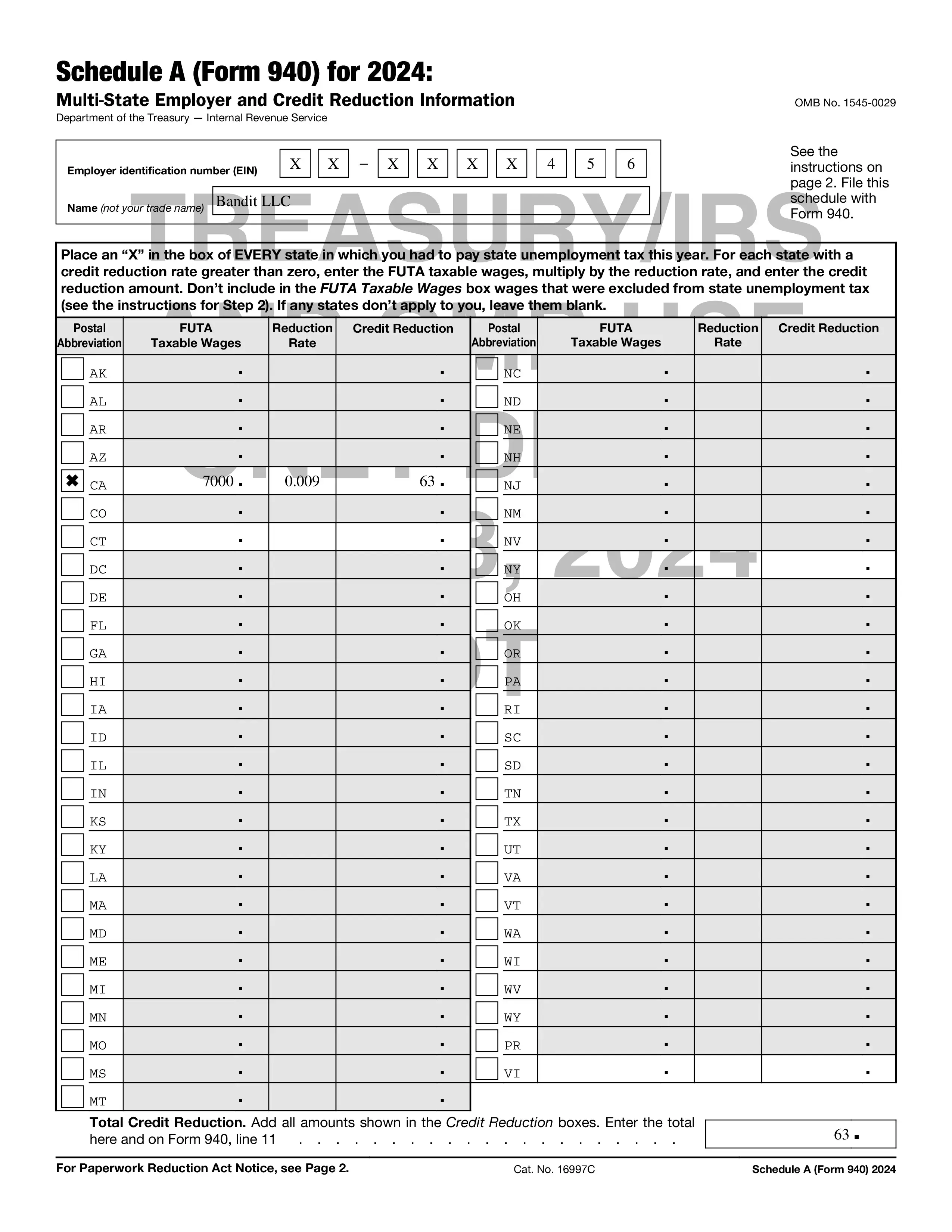 Form 940 Schedule A