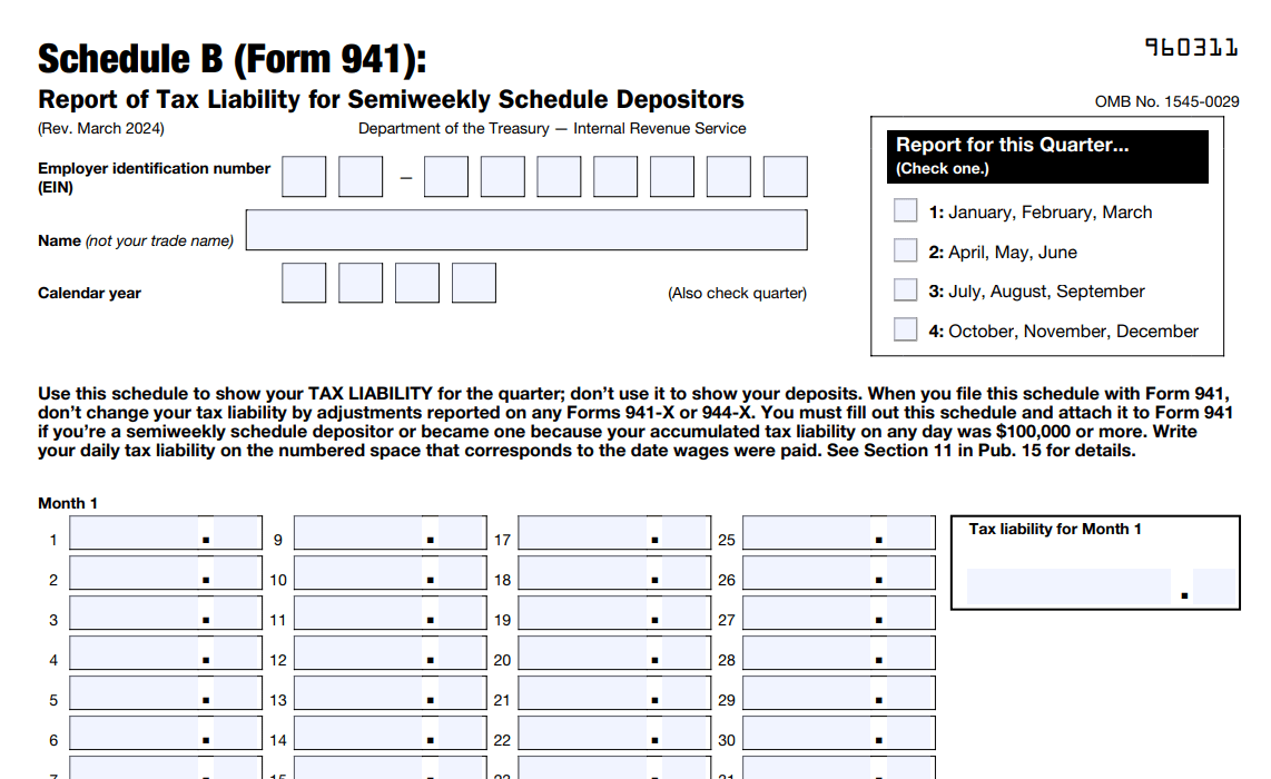 Form 941 Schedule B