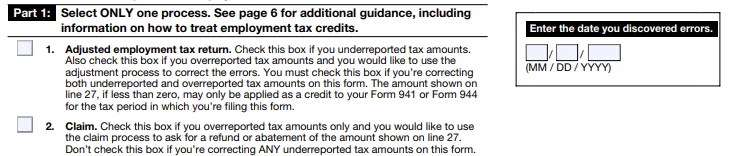 IRS Form 941-X part 1