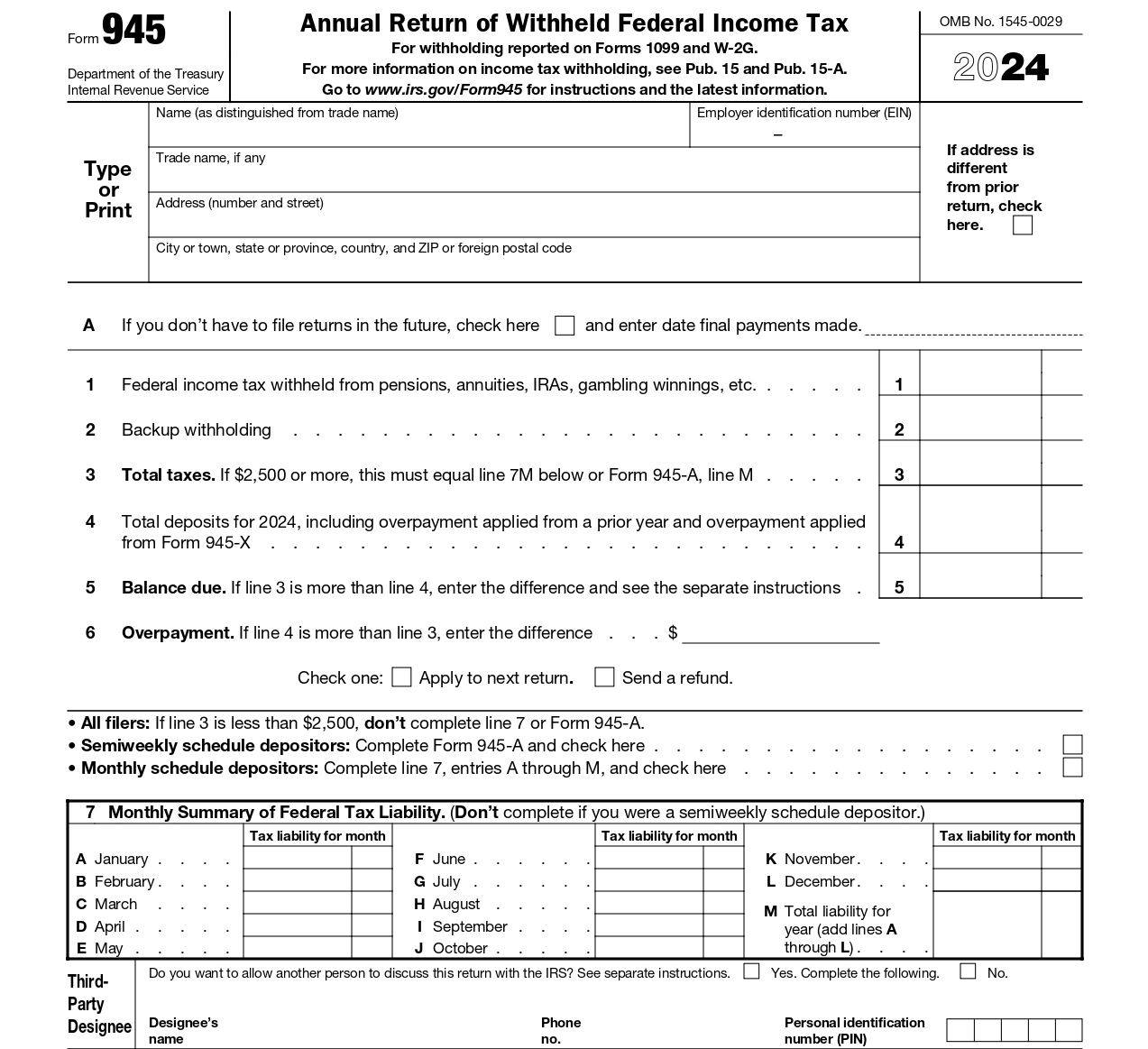 Information is Required to File Form 945 Online