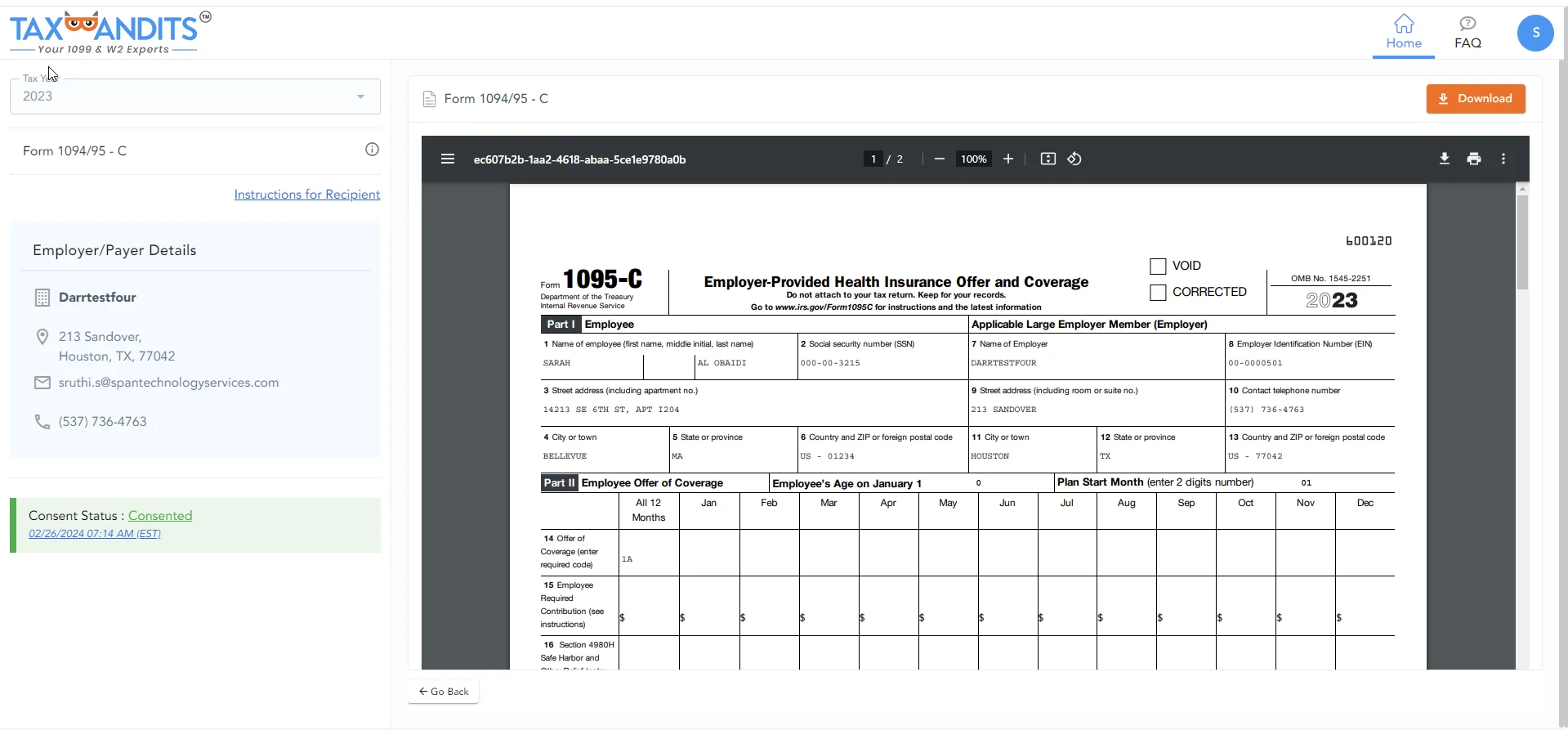 Employee Copy (Postal / Online Access)