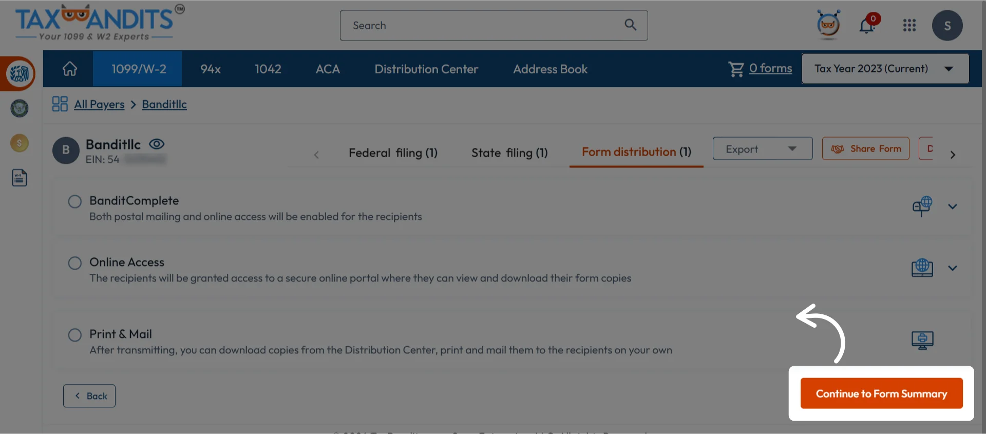 Choose State Filing and Distribution Options