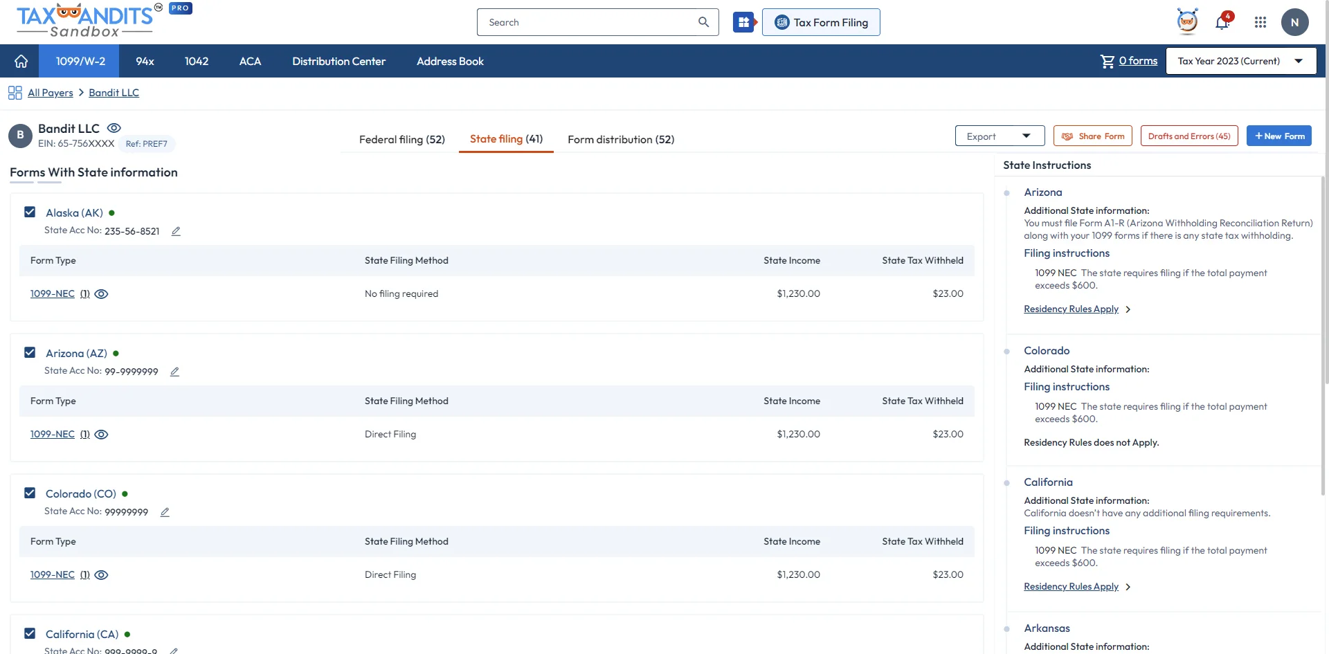 Select State Filing (If Required)