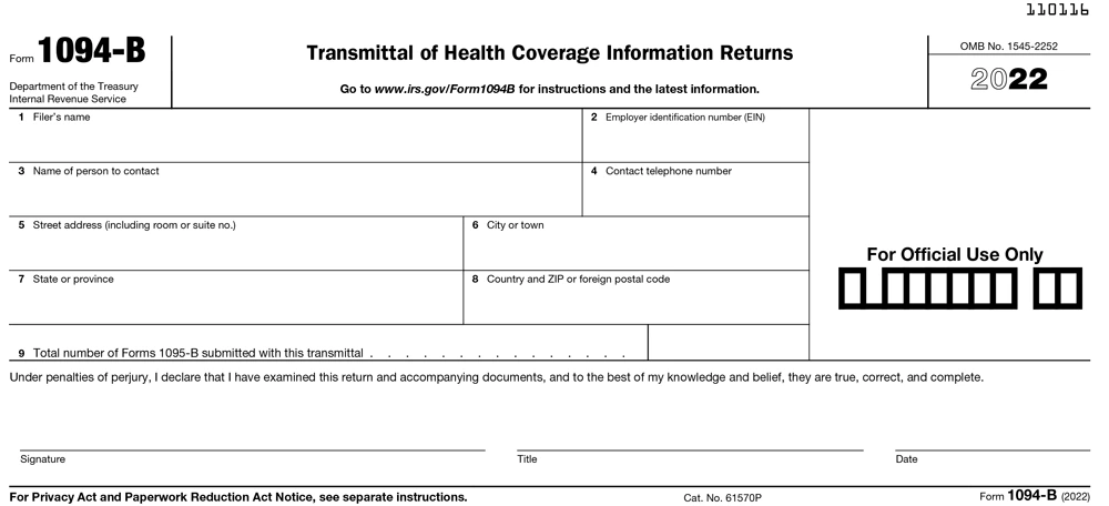 IRS Form 1094-B For 2023| Form 1094-B Electronic Filing