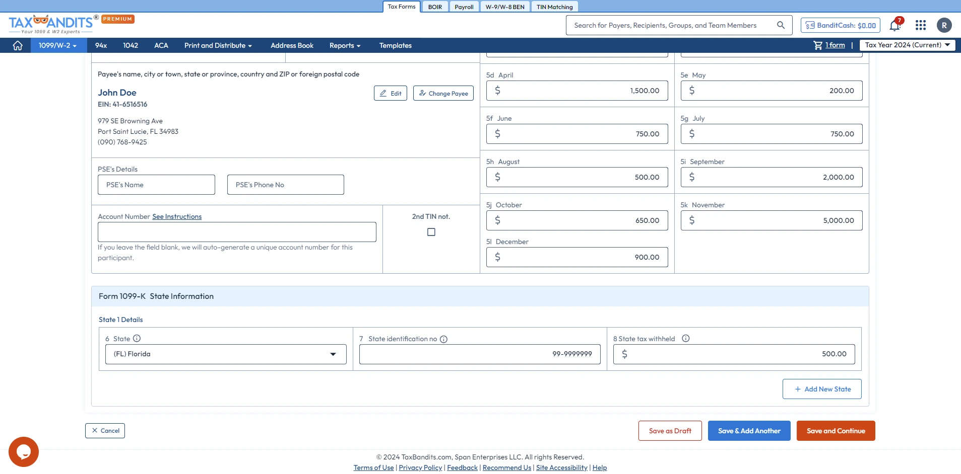 Enter Form 1099 Details