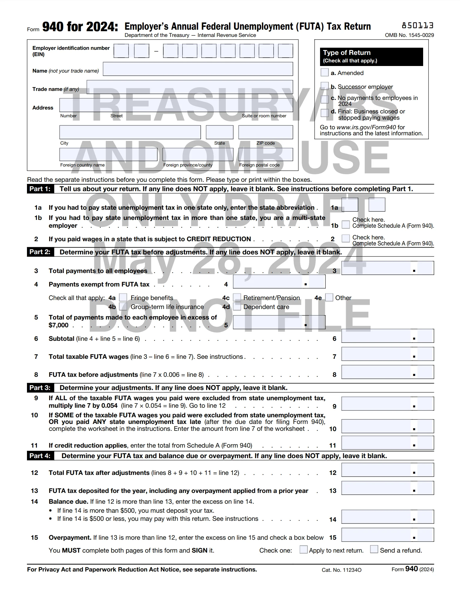 IRS Form 941 for 2024