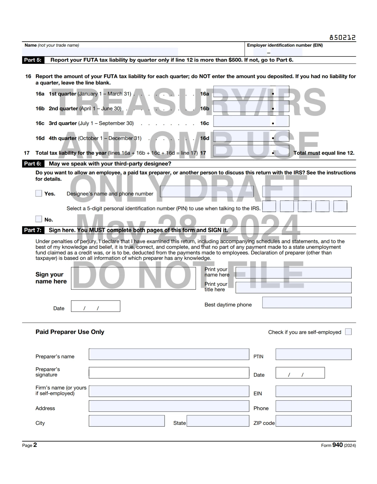 IRS Form 941 for 2024