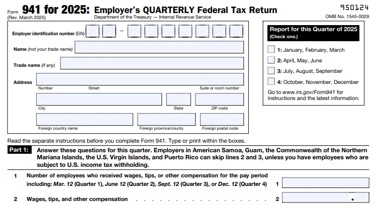 Form 941 for 2025