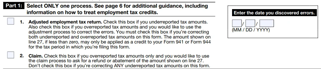 Form 941-X Part 1