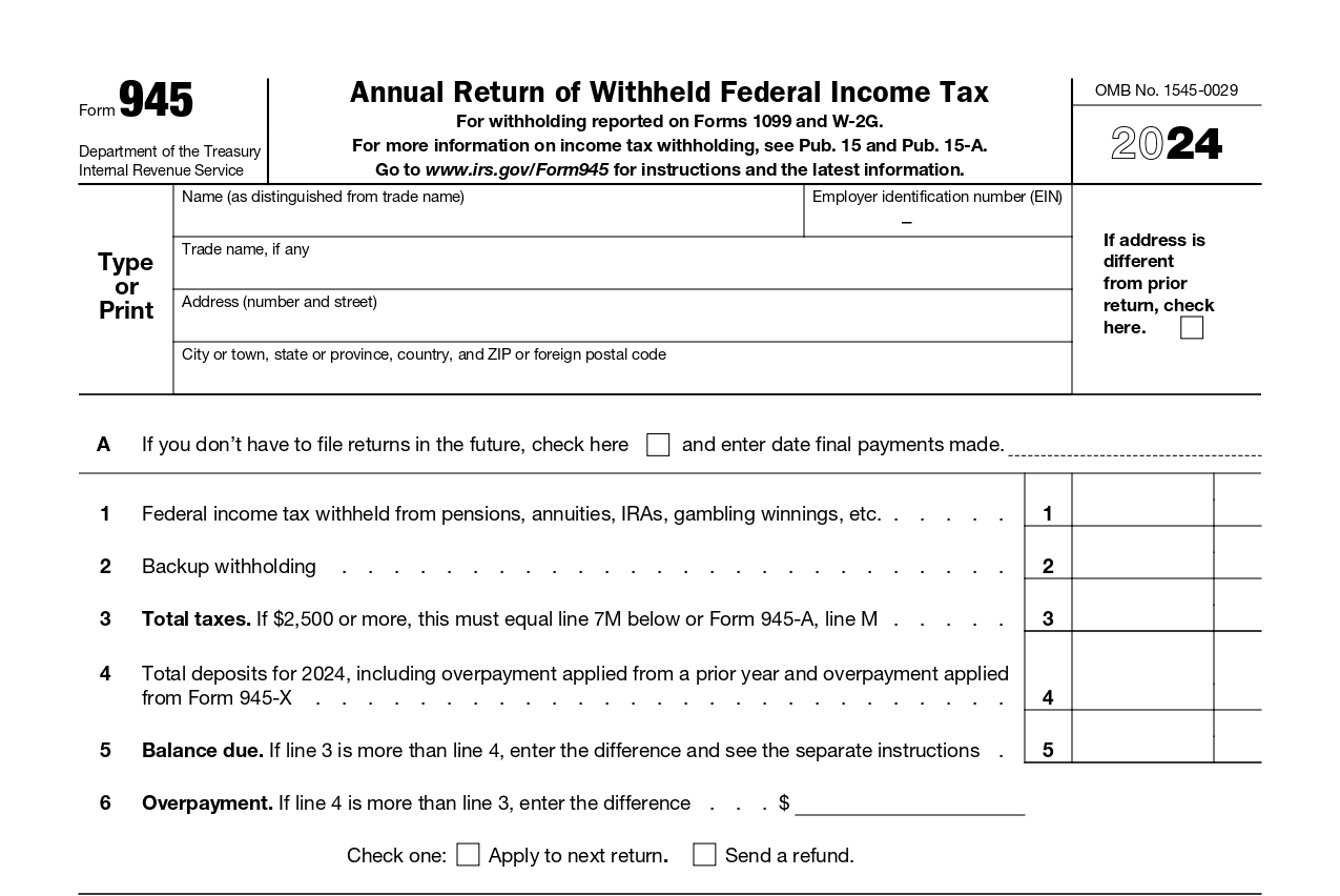 Form 945 for 2024