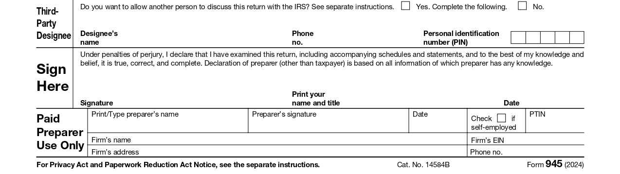 Form 945 for 2024