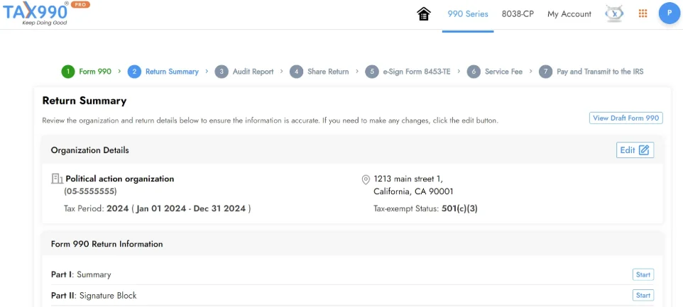 Review the form summary