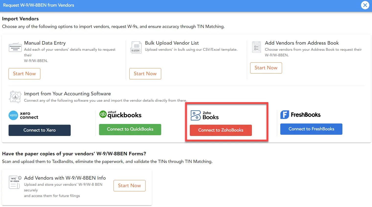 How to Import W-9 Details From Zoho Books Account