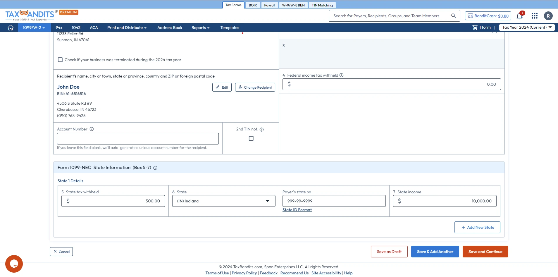 Enter Form 1099 Details