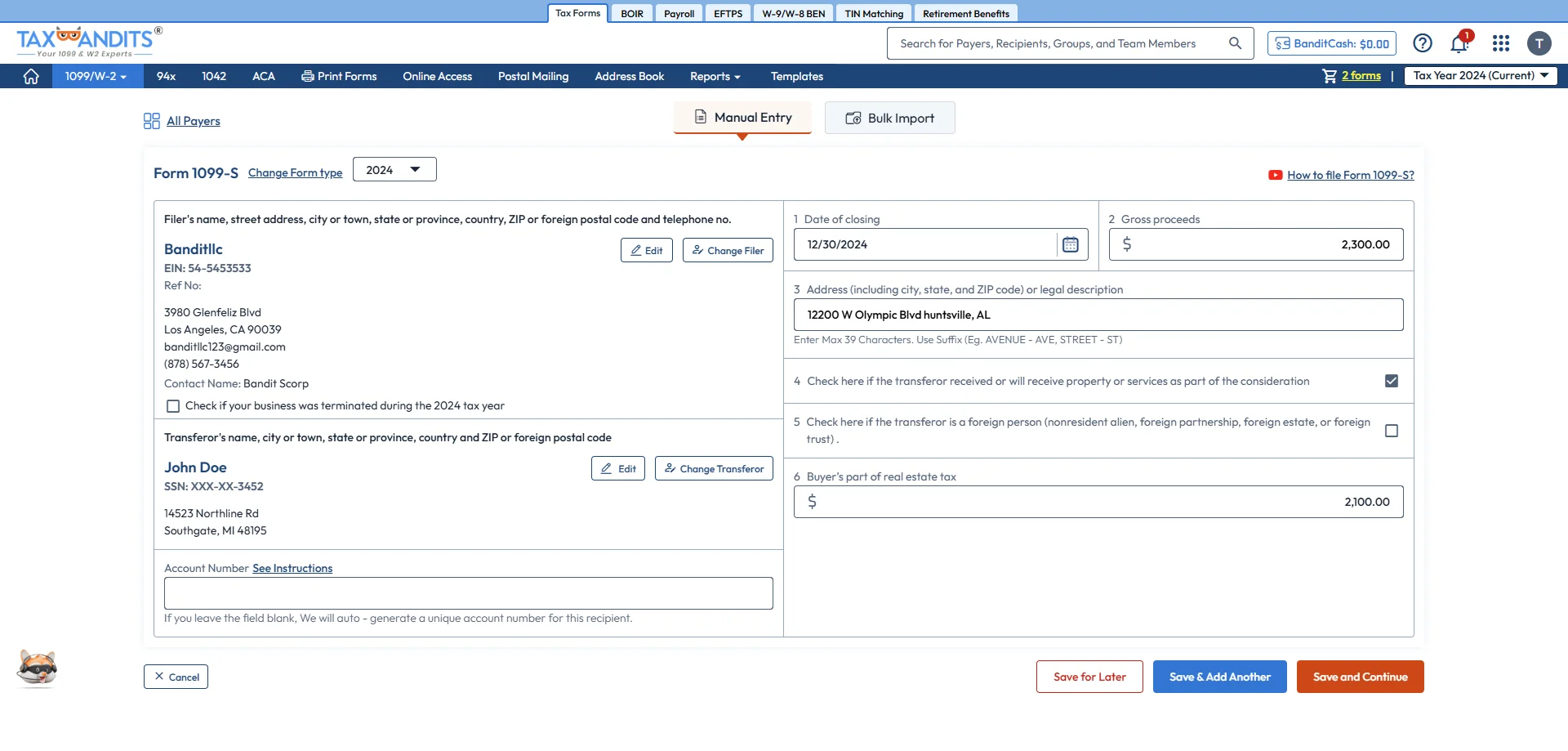 Select Form 1099-S