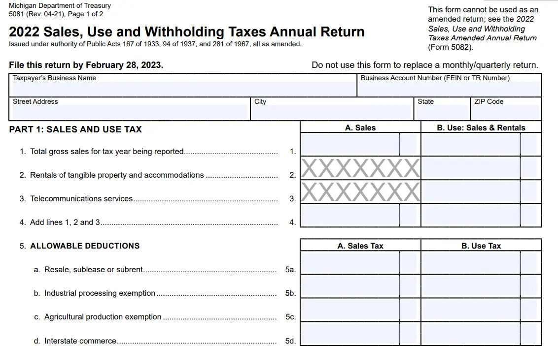 Michigan Annual Reconciliation Form A-3