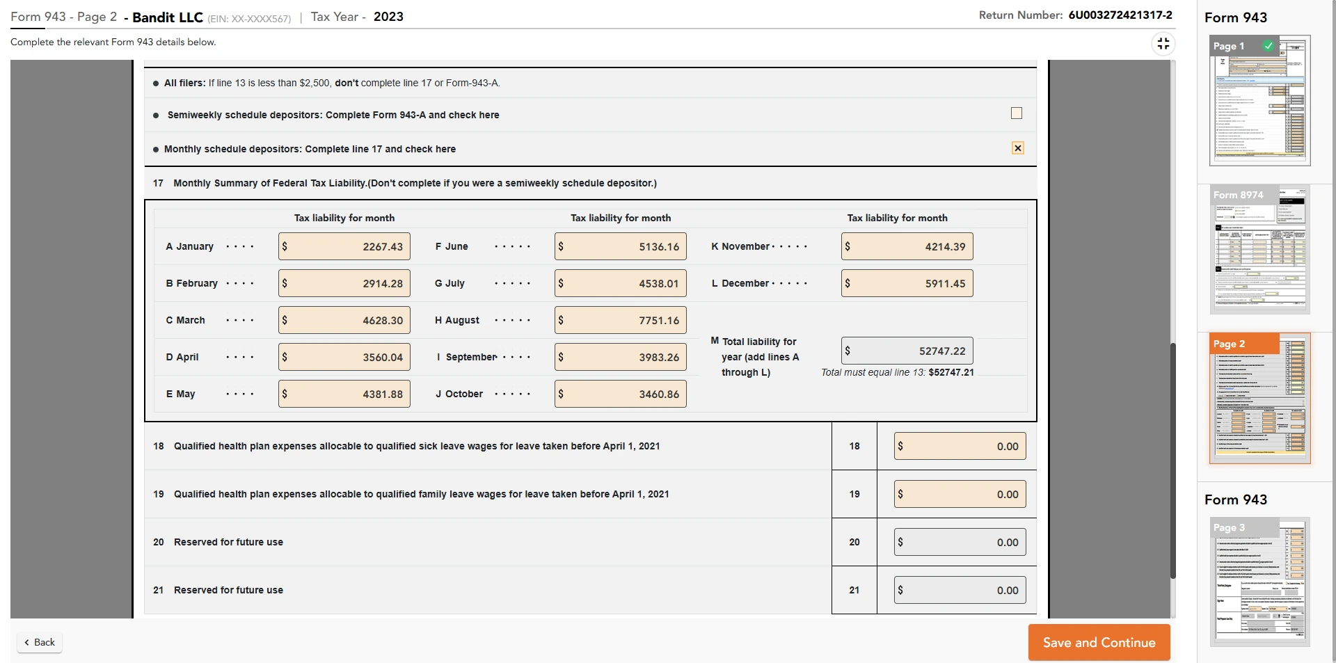 Select the type of deposit schedule and enter information