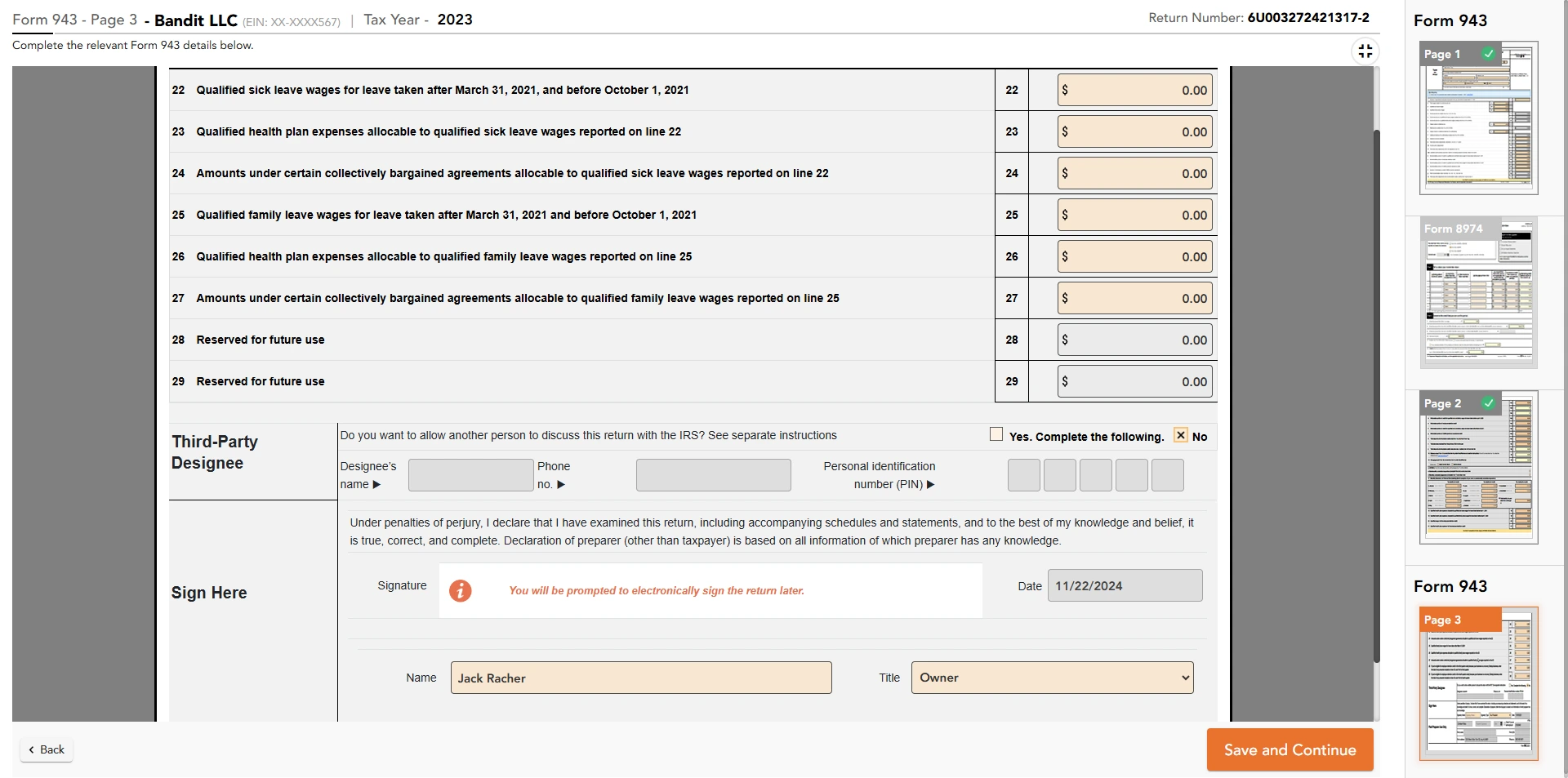 Select the type of deposit schedule and enter information
