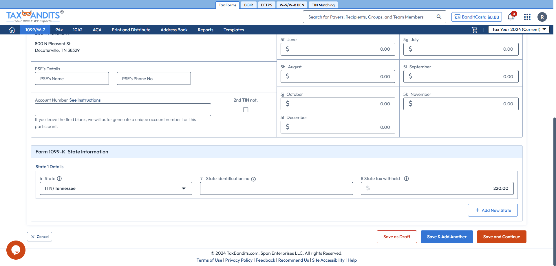 Enter Form 1099 Details