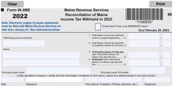 Maine Annual Reconciliation Form A-3