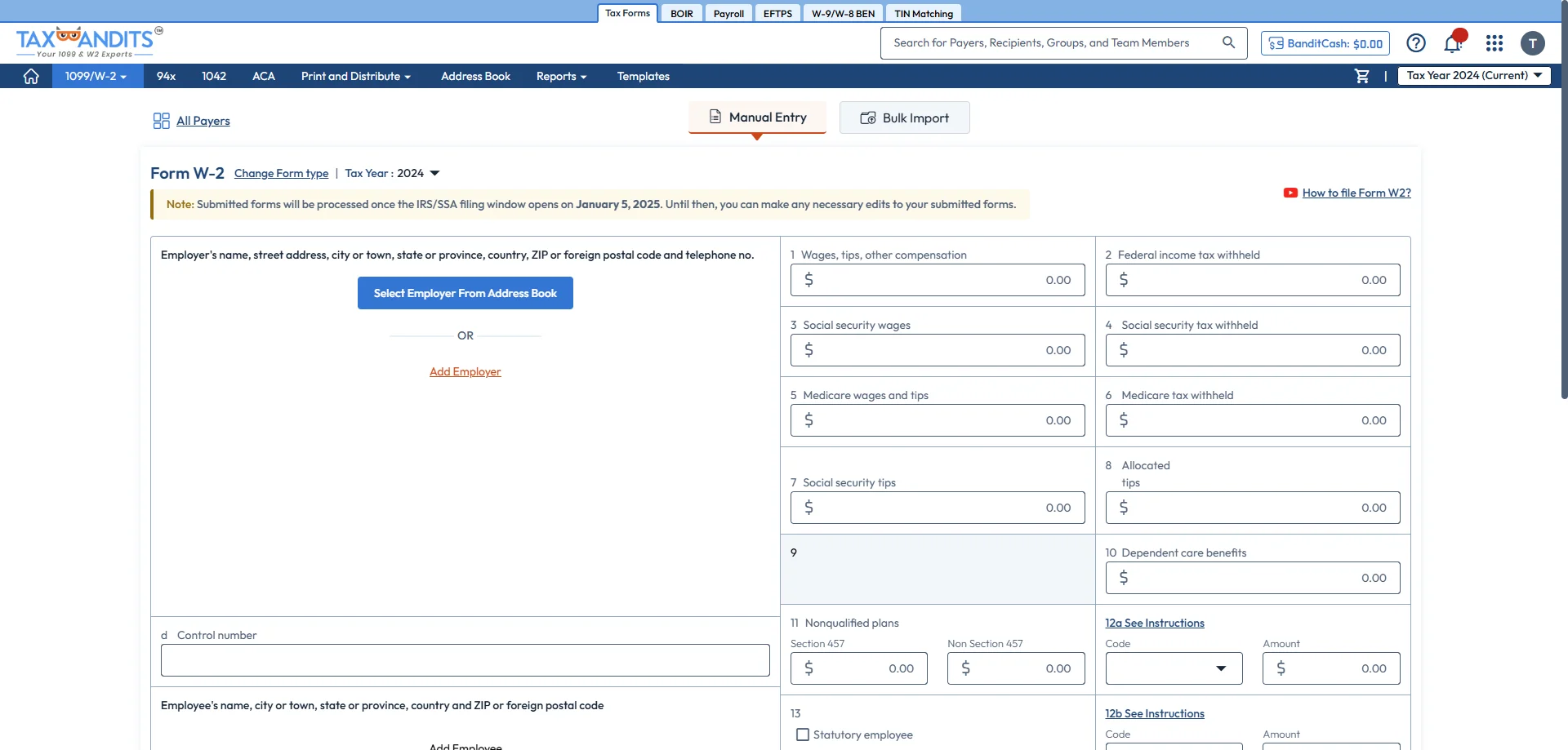 Choose Entry Method and Enter Information