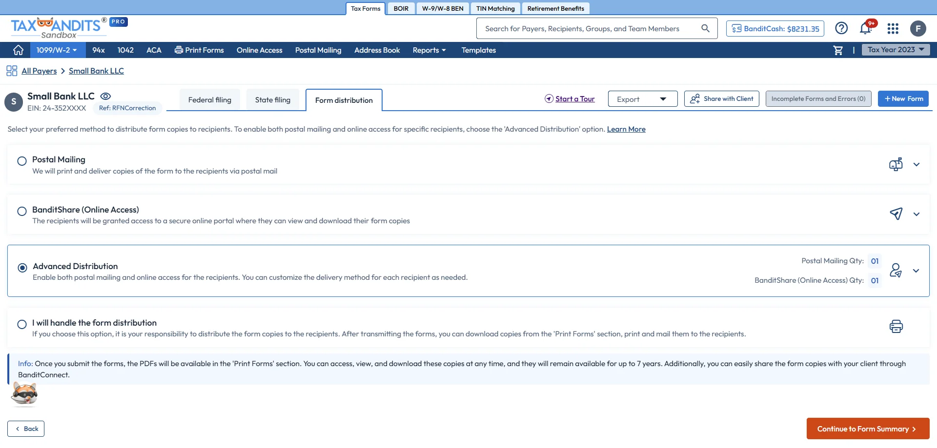 Distribute Form W-2c to Recipients