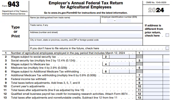 What is Form 943?