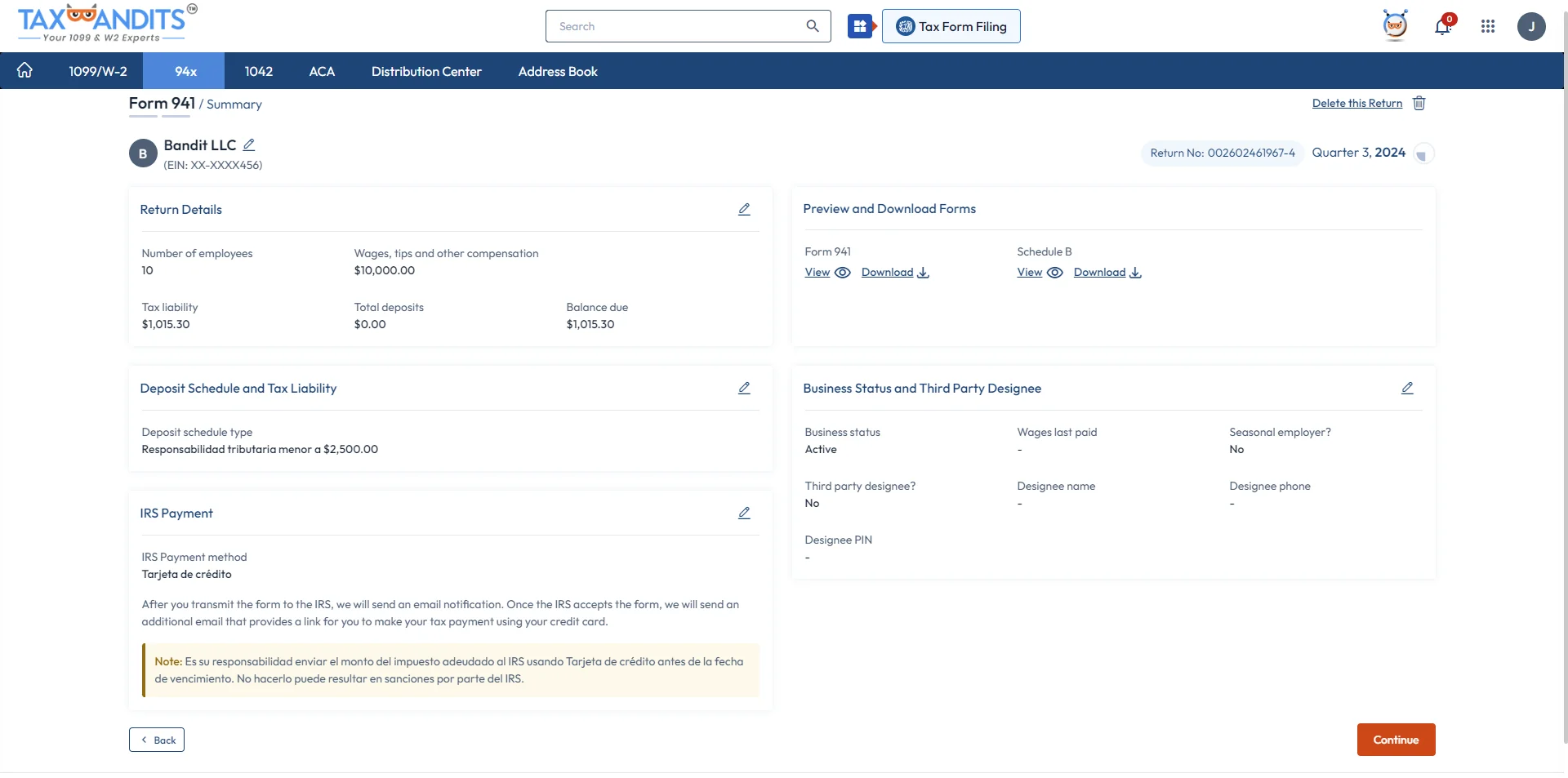 Review your Form 941 SP