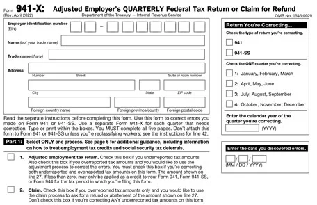 What is Form 941-X