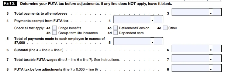 Part 2 - Determine Your FUTA Tax Before Adjustments