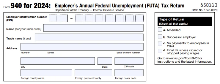 Form 940 Instructions for 2024