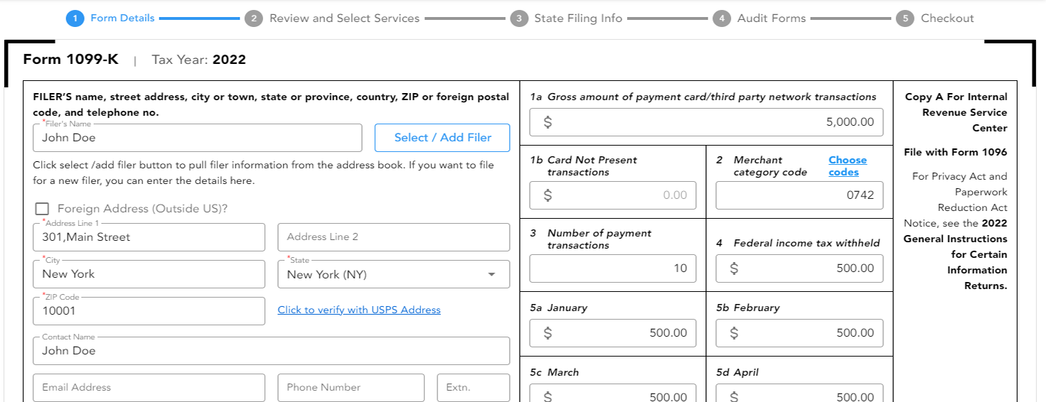 EFile Form 1099K Online How to File 1099 K