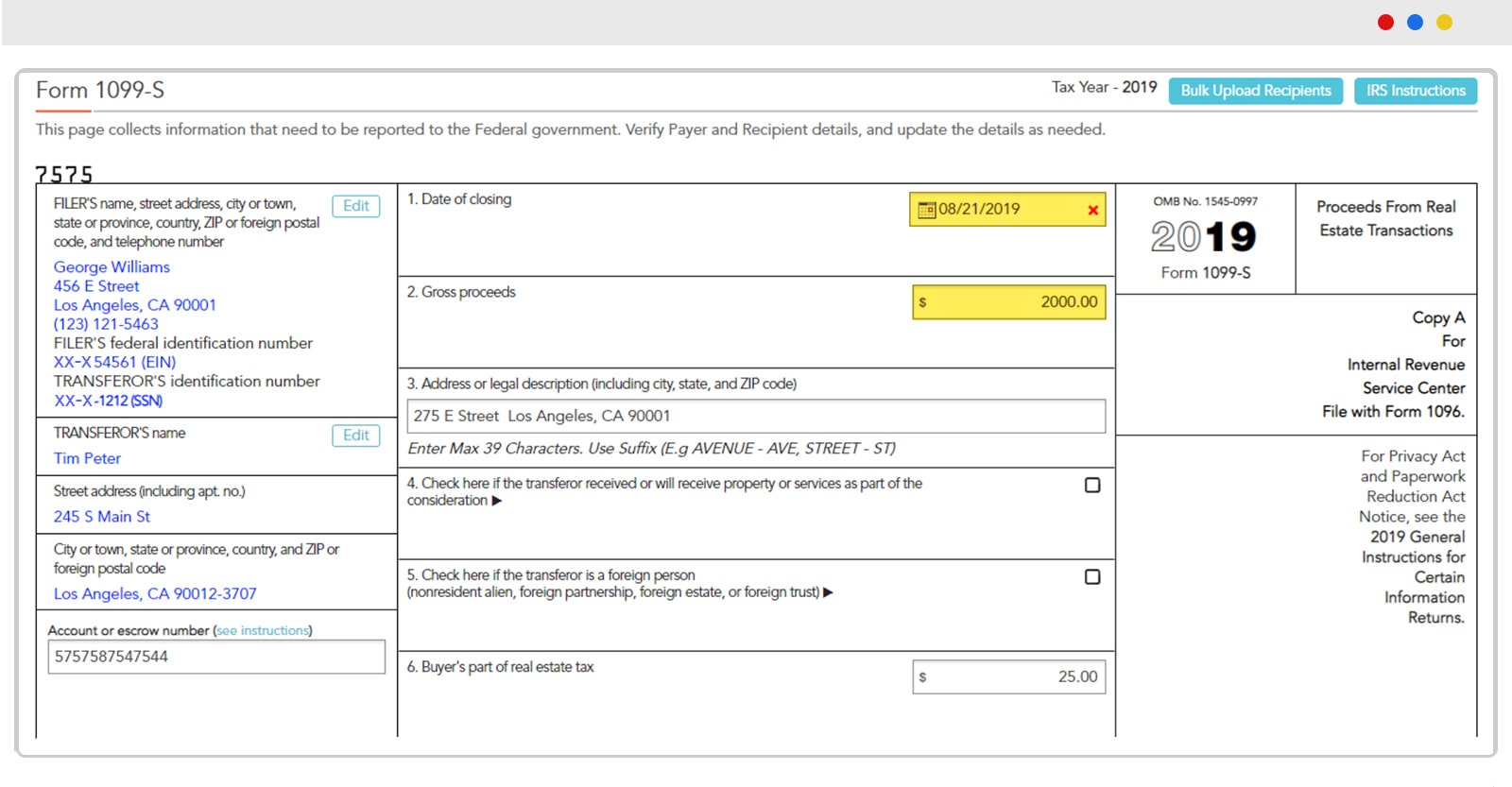 E-File 1099-S | 2019 Form 1099-S Online | How to File 1099-S