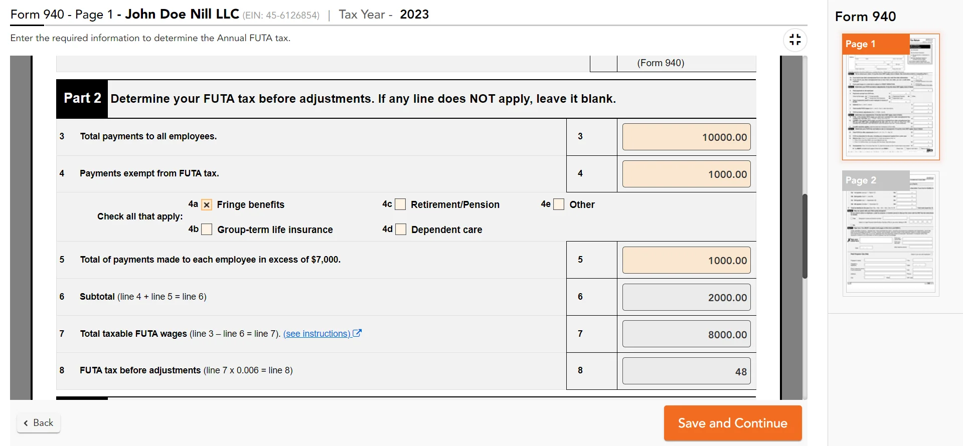 Enter FUTA Tax Information